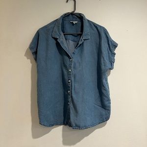 short sleeve button up blue summer shirt